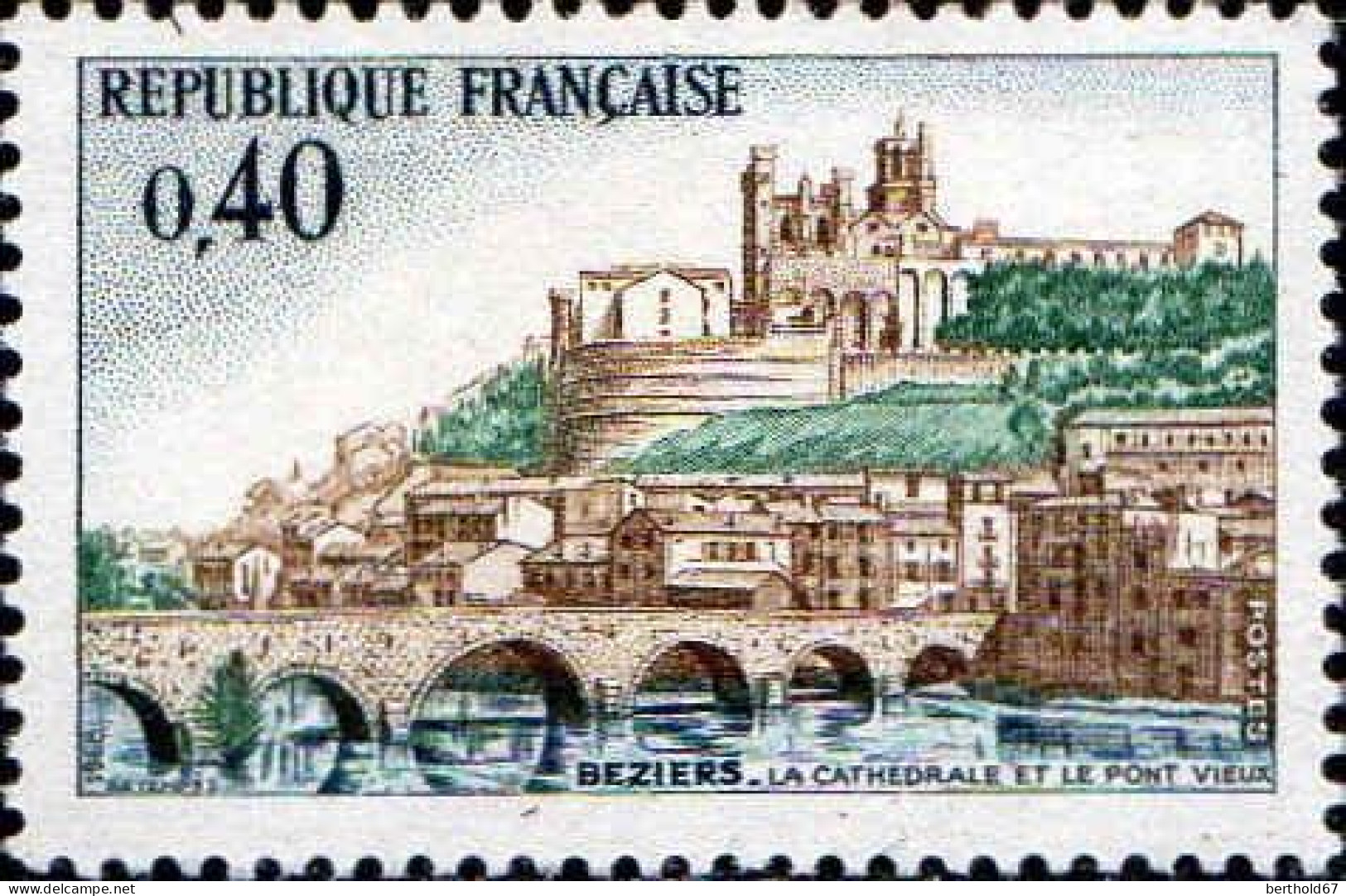 France Poste N** Yv:1567 Mi:1634 Beziers Cathedrale & Pont Vieux (Thème) - Eglises Et Cathédrales