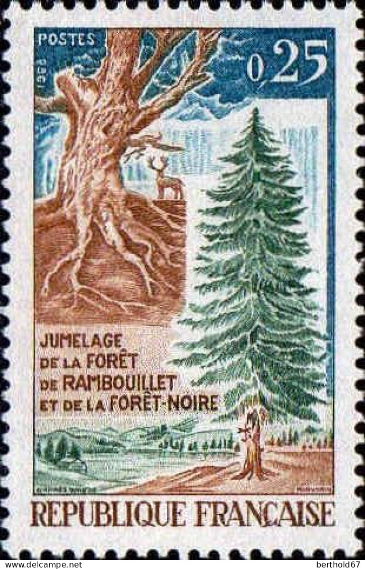 France Poste N** Yv:1561 Mi:1626 Jumelage Forêt De Rambouillet-Forêt-Noire (Thème) - Umweltschutz Und Klima