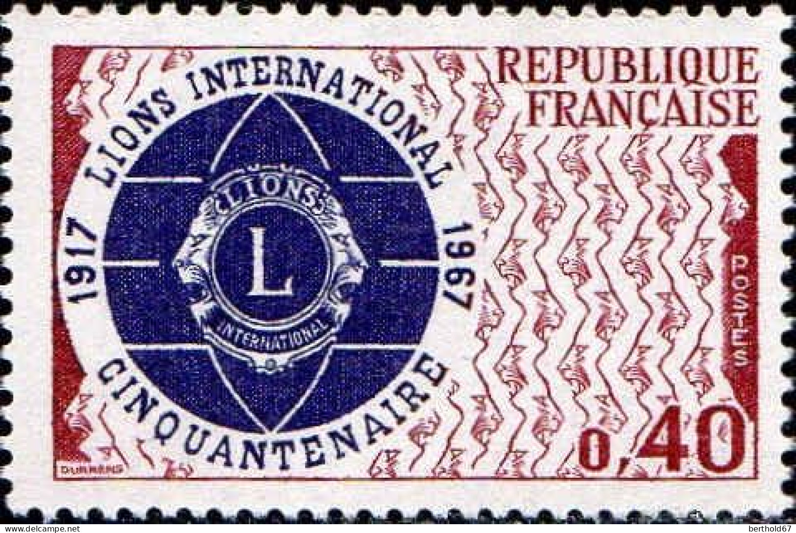 France Poste N** Yv:1534 Mi:1601 Cinquantenaire Du Lions (Thème) - Rotary Club