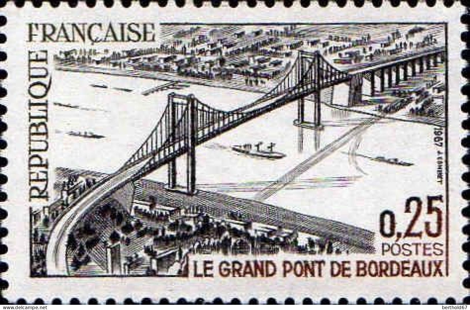 France Poste N** Yv:1524 Mi:1581 Bordeaux Le Grand Pont (Thème) - Bruggen