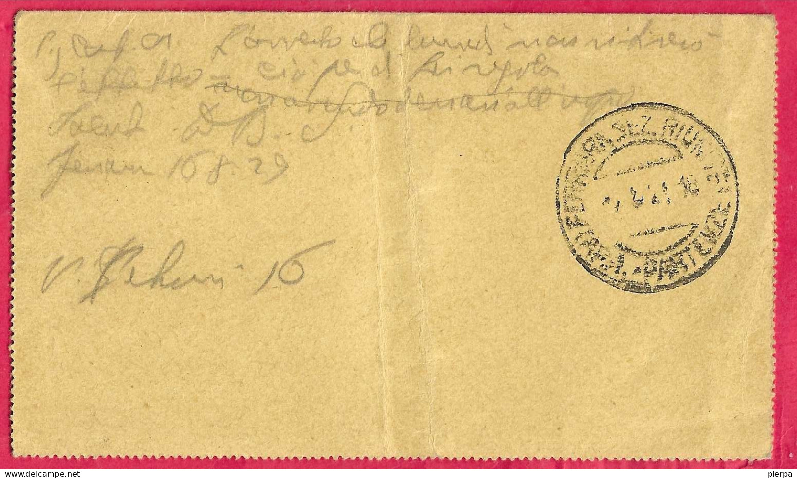 INTERO BIGLIETTO POSTALE "GIUBILEO " (INT. 27) DA BOLOGNA *7.VIII.29* PER FERRARA - Stamped Stationery