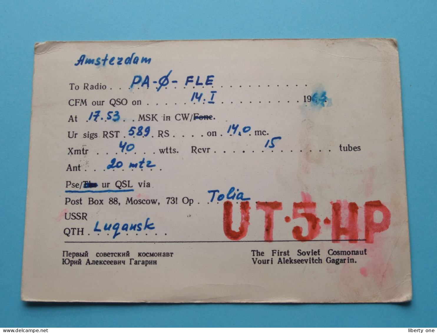 UT-5-HP - Gagarin Cosmonaut USSR ( Radio / QSL ) 1963 ( See SCANS ) ! - Sonstige & Ohne Zuordnung