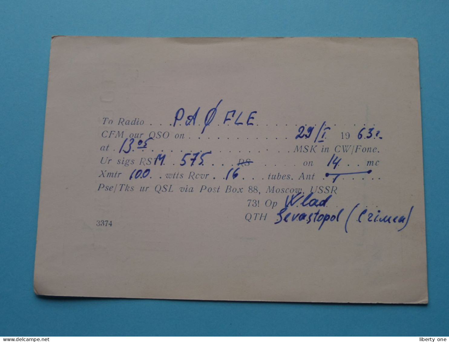 UB5KKL - SEWASTOPOL - USSR ( Radio / QSL ) 1963 ( See SCANS ) ! - Other & Unclassified