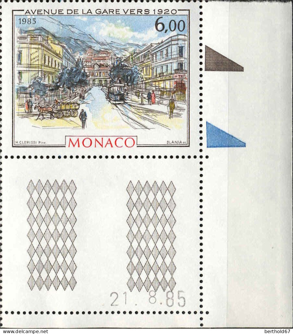 Monaco Poste N** Yv:1493 Mi:1714 Monaco Rue De La Gare Vers 1920 Coin D.feuille Daté 21-8-85 - Neufs