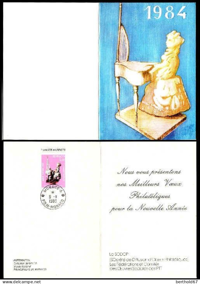 Monaco Poste Obl Yv:1383 Mi:1614 Carte De Vœux (TB Cachet à Date) 9-11-1983 - Oblitérés