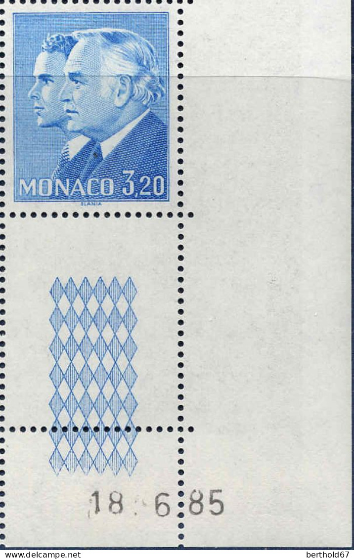 Monaco Poste N** Yv:1482 Mi:1703 Rainier III & Albert De Monaco Coin D.feuille Daté 18-6-85 - Neufs