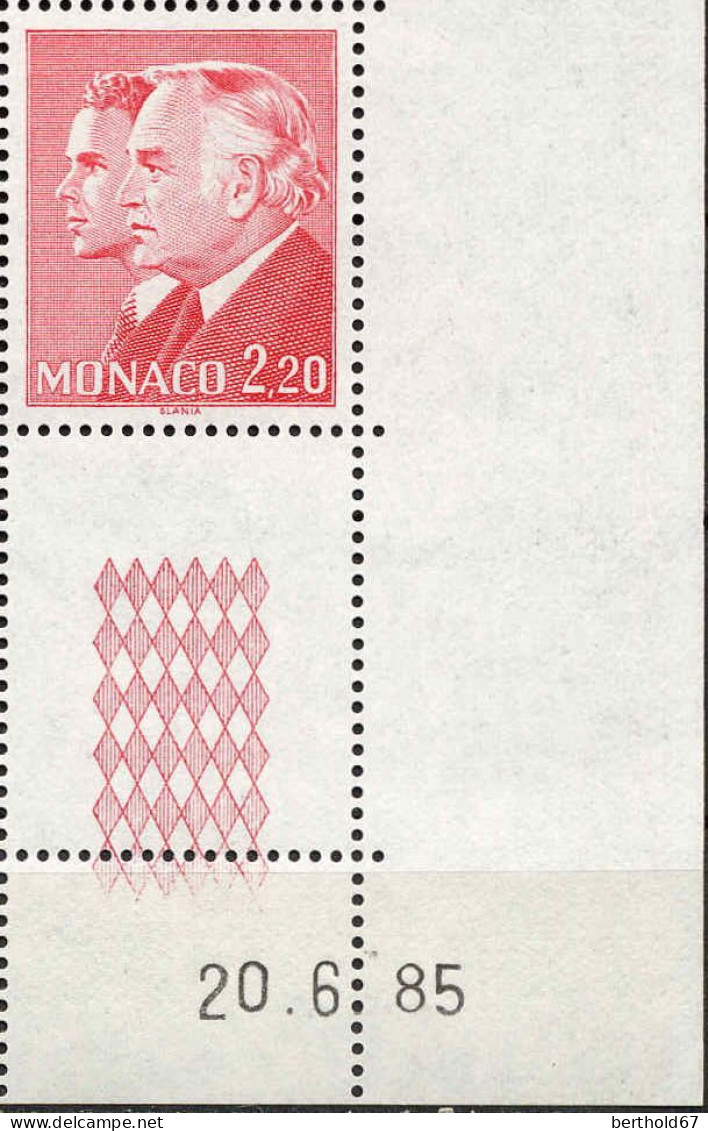 Monaco Poste N** Yv:1480 Mi:1701 Rainier III & Albert De Monaco Coin D.feuille Daté 20-6-85 - Unused Stamps