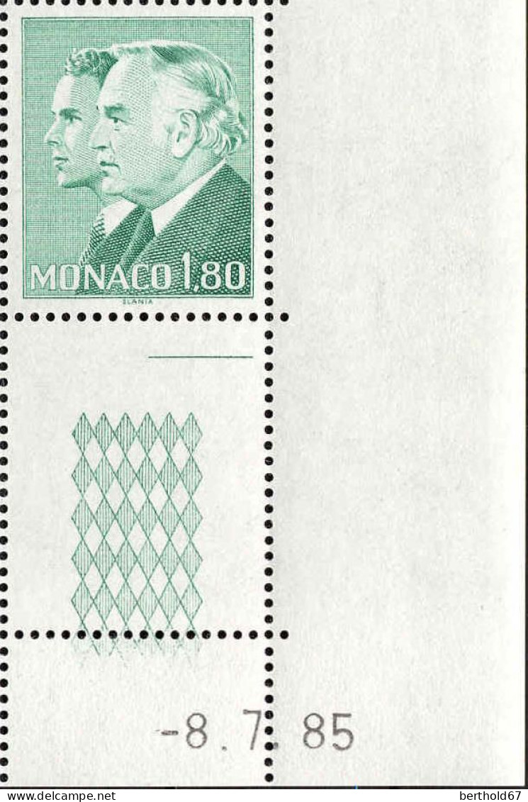 Monaco Poste N** Yv:1479 Mi:1700 Rainier III & Albert De Monaco Coin D.feuille Daté 8-7-85 - Unused Stamps