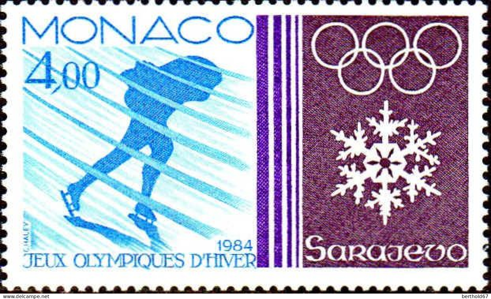 Monaco Poste N** Yv:1417 Mi:1617 Sarajevo Patinage De Vitesse - Unused Stamps