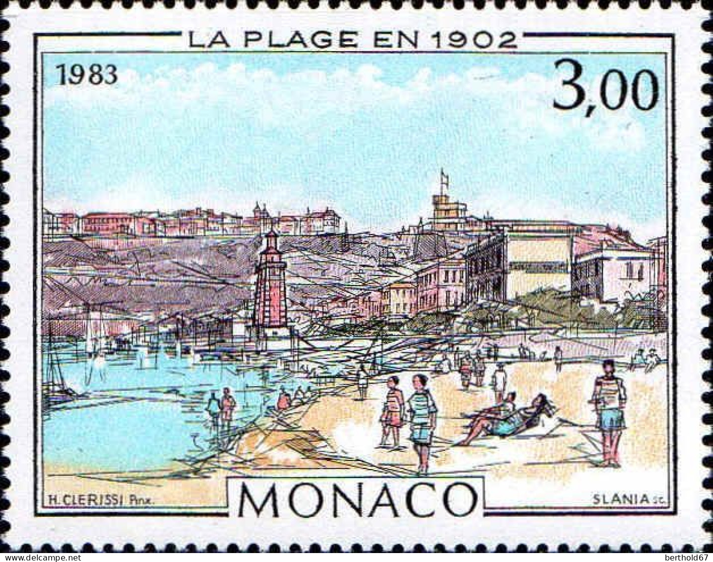 Monaco Poste N** Yv:1385 Mi:1589 La Plage En 1902 - Ungebraucht