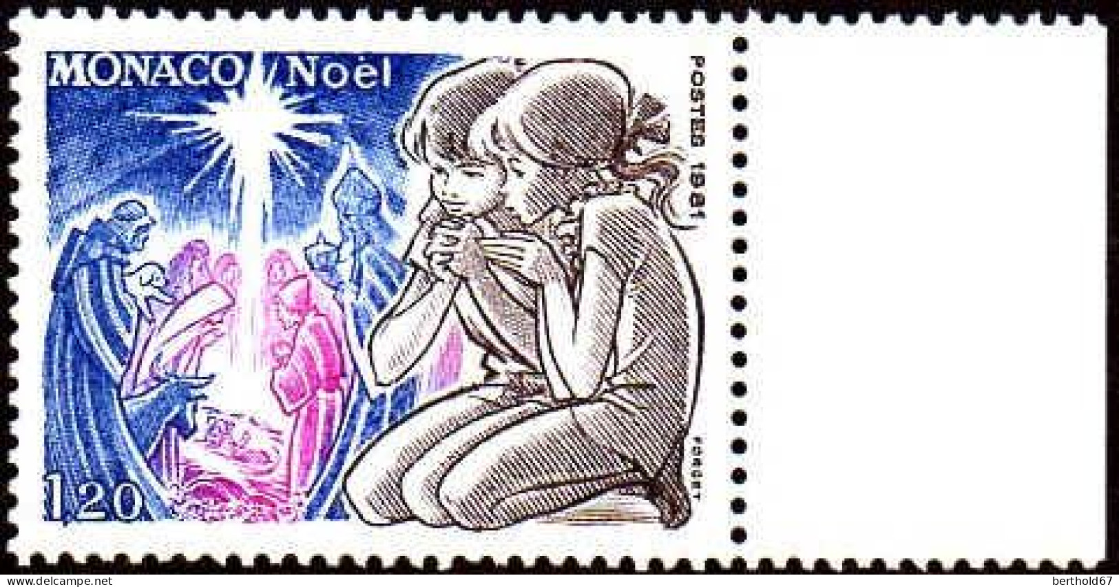Monaco Poste N** Yv:1299 Mi:1500 Noël Crèche & Enfants Bord De Feuille - Ungebraucht