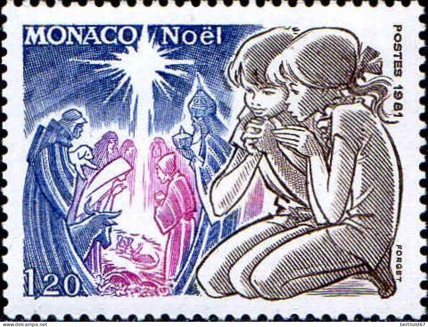 Monaco Poste N** Yv:1299 Mi:1500 Noël Crèche & Enfants - Ongebruikt