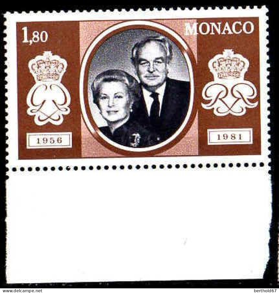 Monaco Poste N** Yv:1265/1269 25.Anniversaire Du Mariage Princier Bord De Feuille - Ongebruikt