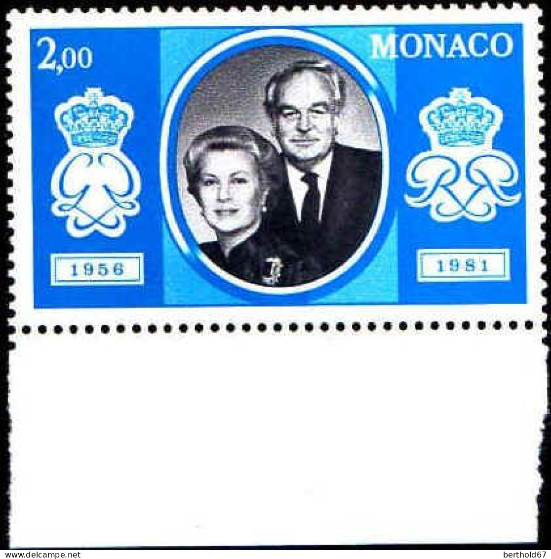 Monaco Poste N** Yv:1265/1269 25.Anniversaire Du Mariage Princier Bord De Feuille - Ungebraucht