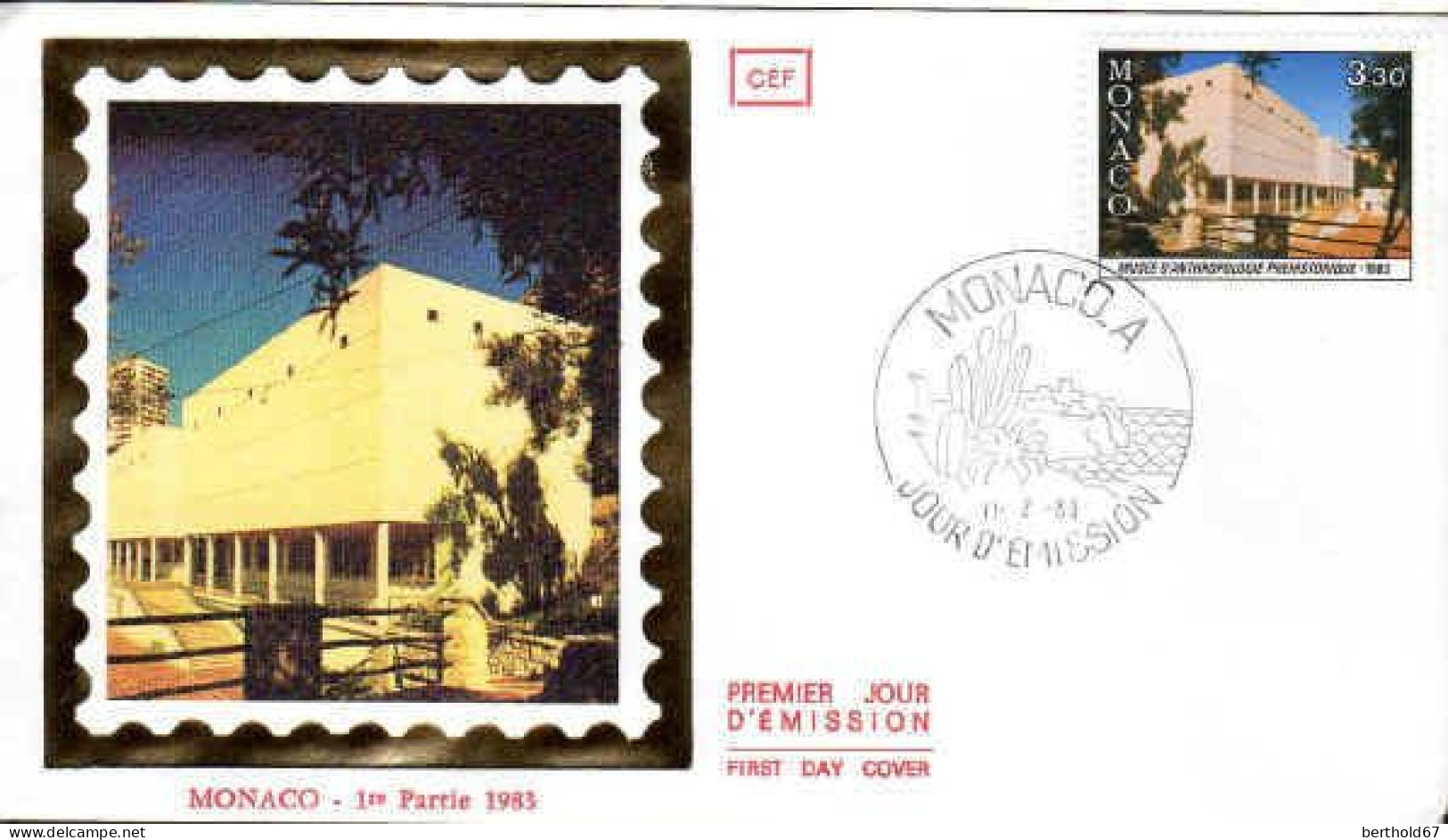 Monaco Fdc Yv:1364 Mi:1575 Musée D'anthropologie Préhistorique (TB Cachet à Date) Fdc 12-2-83 - FDC