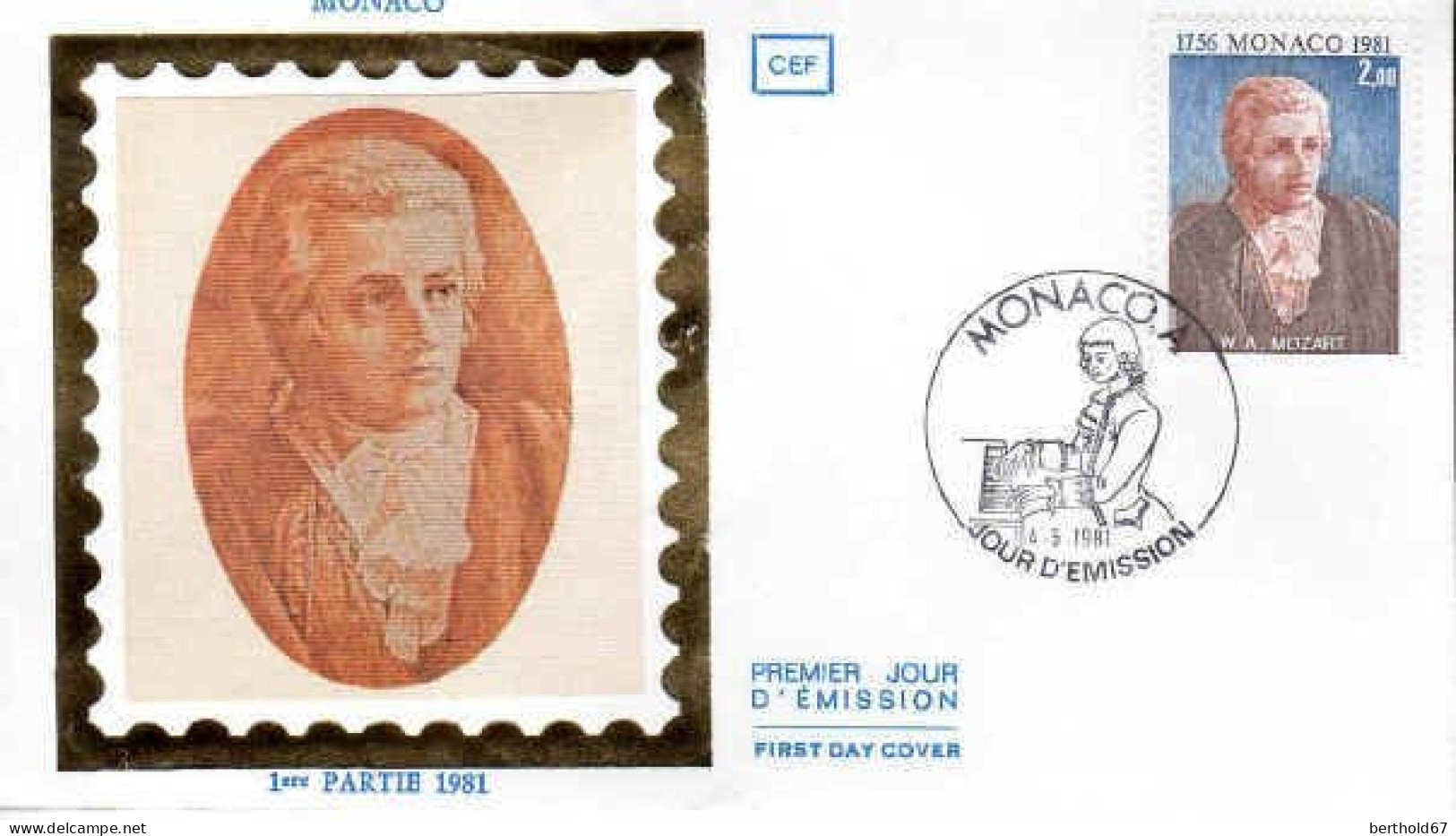 Monaco Fdc Yv:1270 Mi:1470 Lorenz Vogel W.A.Mozart (TB Cachet à Date) Fdc 4-5-81 - FDC