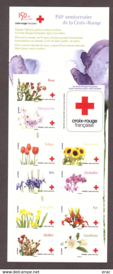 France - 2014 - Carnet Autoadhésif BC989 - Neuf ** - Croix-Rouge - Fleurs - Carnets
