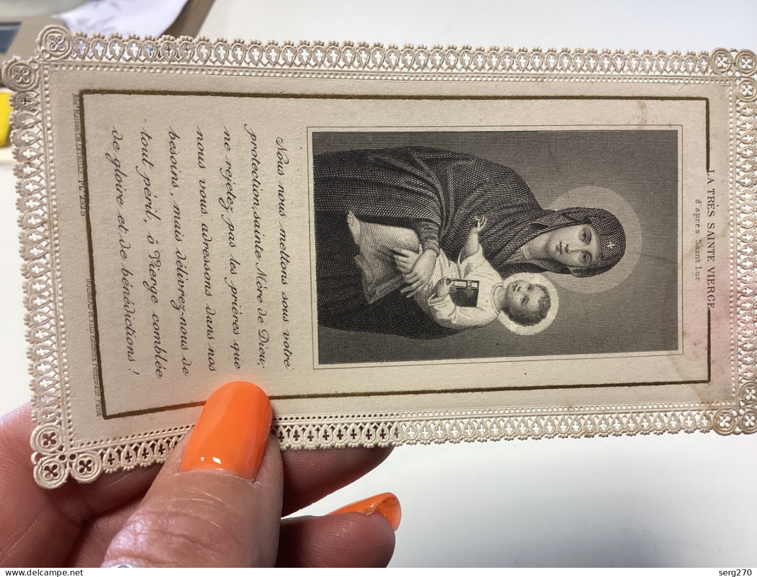 Image, Pieuse Et Religieuse, 1900 Dentelle, La Tres Sainte Vierge PI. 2525. - BOUMARDet FILS, Édit, 15, Rue Garancière, - Images Religieuses