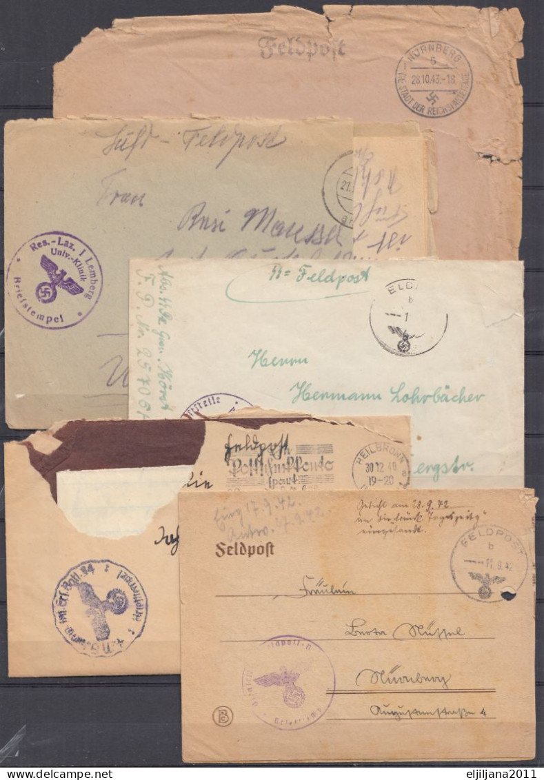 ⁕ Germany, Deutsches Reich 1940 - 1942 WWII ⁕ FELDPOST - MILITARY MAIL ⁕ 5v Old Cover (some With Letters) - See Scan - Feldpost World War II