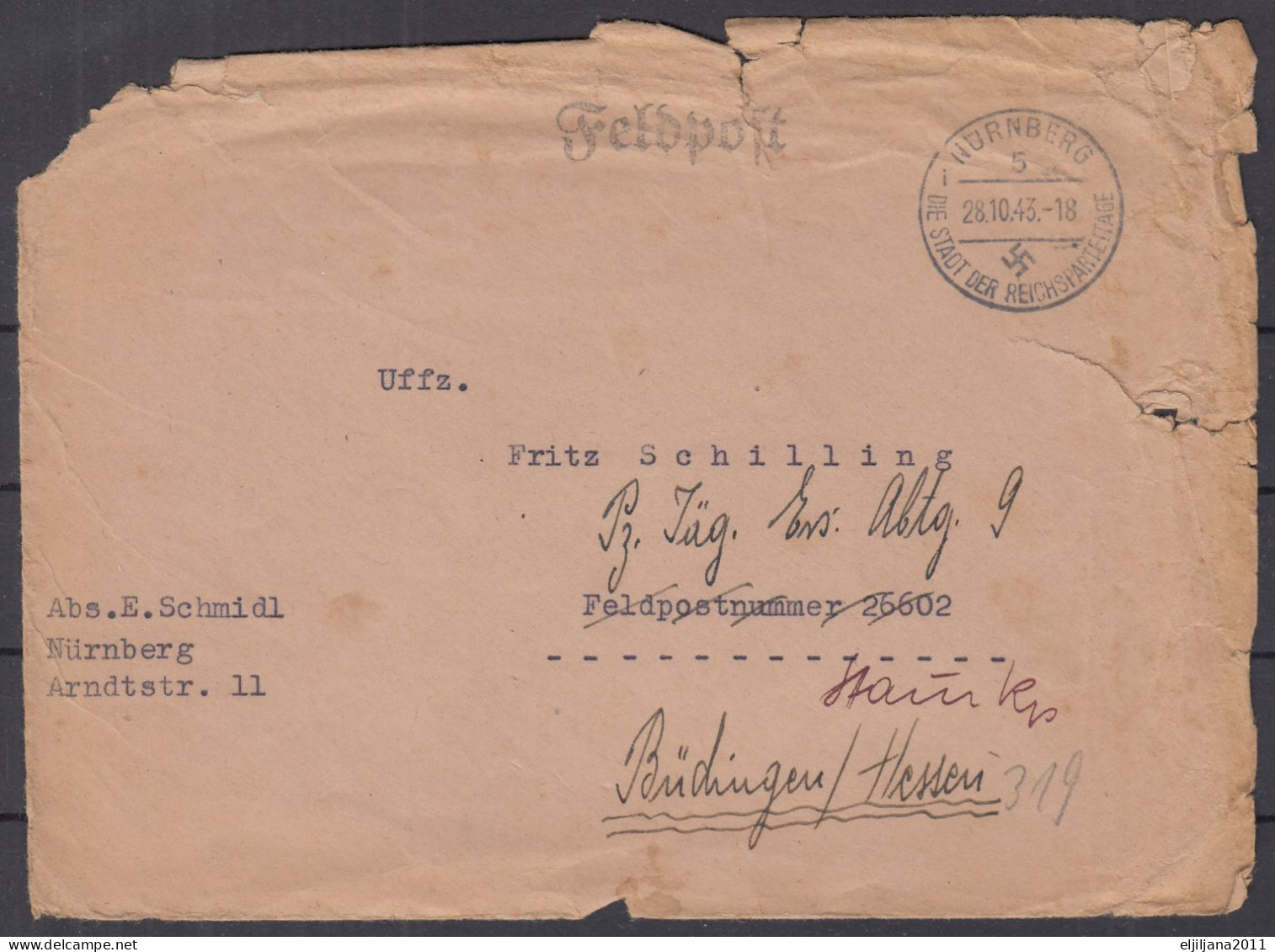 ⁕ Germany, Deutsches Reich 1940 - 1942 WWII ⁕ FELDPOST - MILITARY MAIL ⁕ 5v old cover (some with letters) - see scan