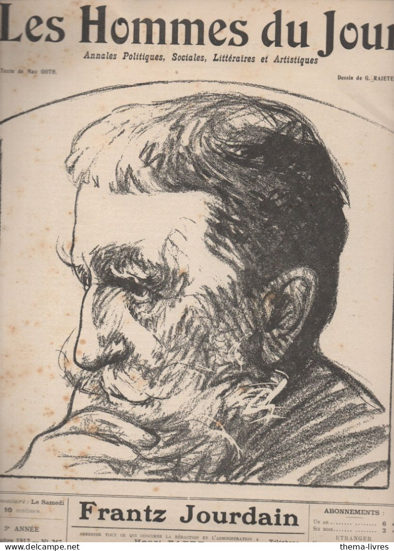 Revue LES HOMMES DU JOUR  N°247 Octobre 1912 (caricature De FRANTZ JOURDAIN   Par RAIETER (CAT1082 /247) - 1900 - 1949