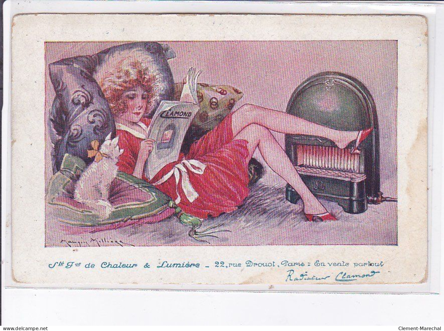 PUBLICITE : Radiateur Clamond - Société De Chaleur Et Lumière (22 Rue Drouot à Paris - Par Maurice Millière) - état - Advertising