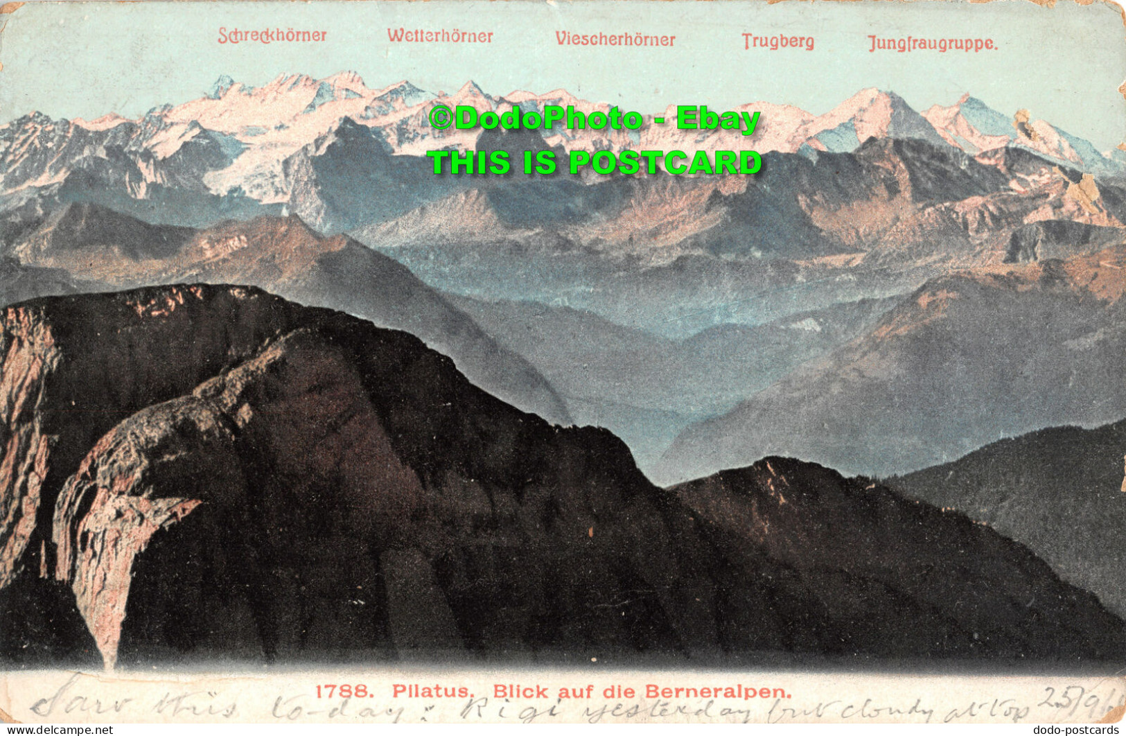 R454382 Pilatus. Blick Auf Die Berneralpen. Kilchberg. 1906 - Welt