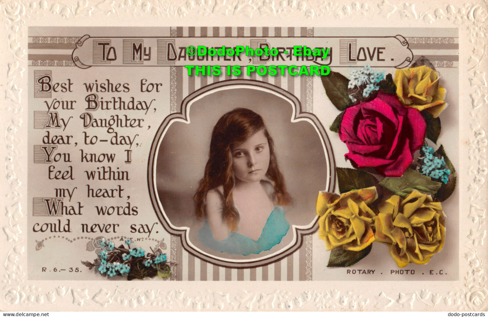 R454413 To My Daughter. Birthday Love. Rotary Photo. Rajar Bromide Card. RP - Welt