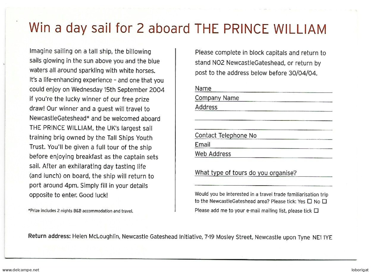 BARCO - BOAT - BATEAU - BOOT. " THE PRINCE WILLIAM ".- NEWCASTLE - Hausboote