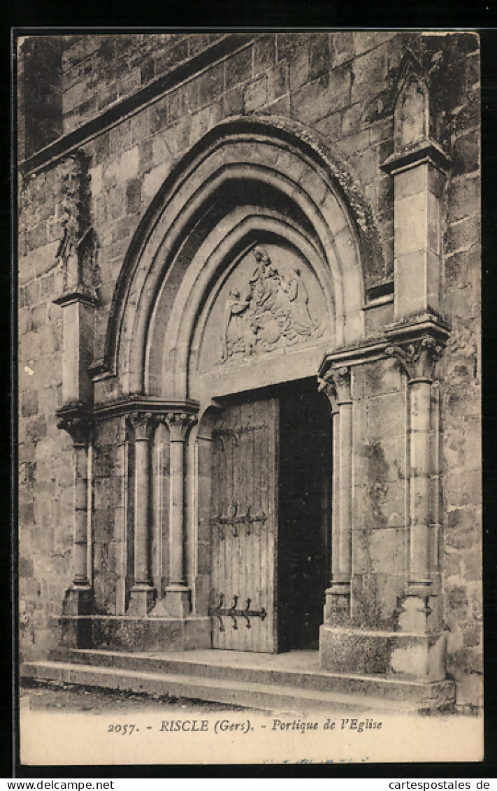 CPA Riscle, Portique De L`Eglise  - Riscle