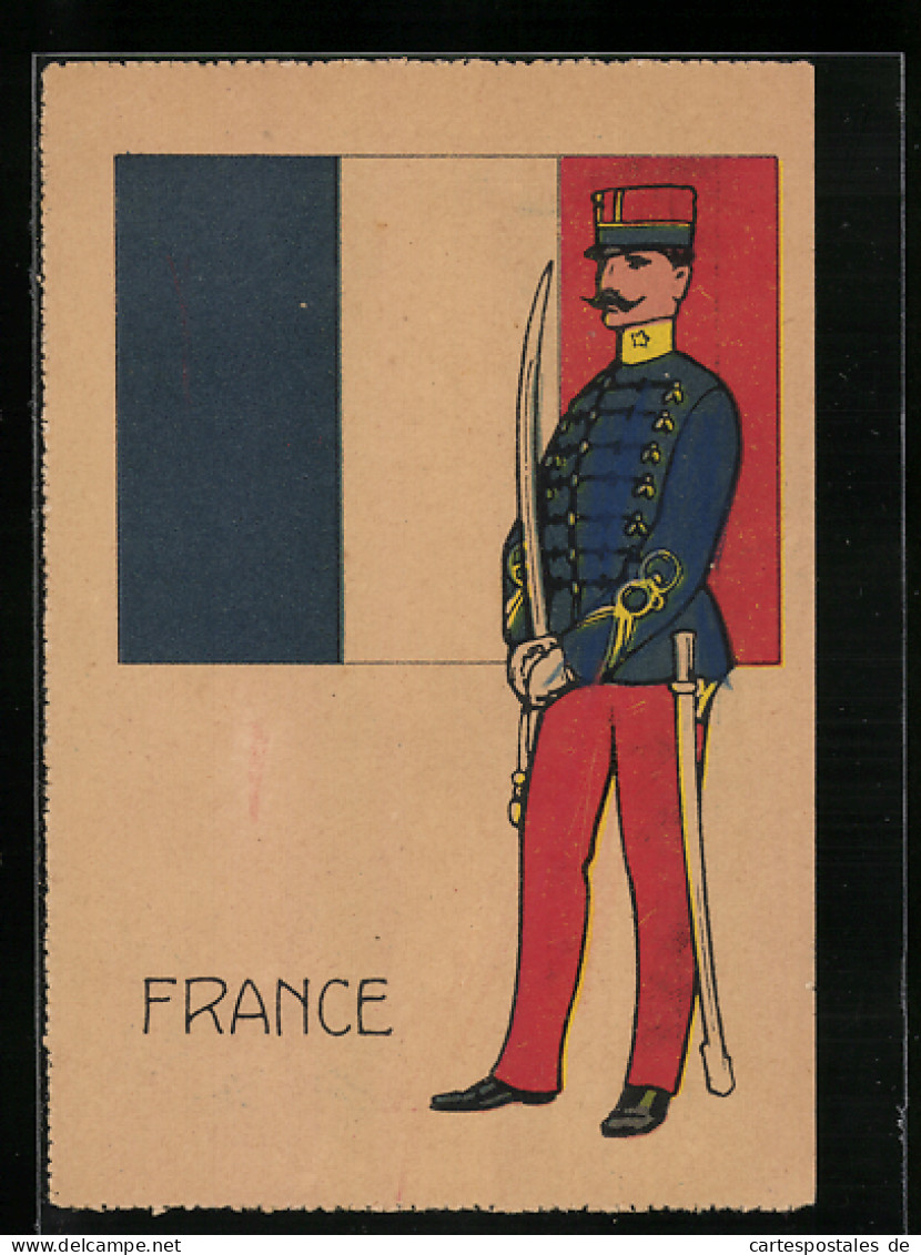 CPA Französischer Soldat Avec Säbel Vor Tricolore  - Other & Unclassified