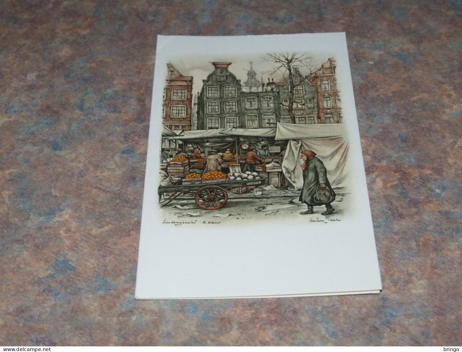 75777-         7,5 X 13 CM. - DOUBLE CARD, ILLUSTRATION  ANTON PIECK / LINDENGRACHT, AMSTERDAM - Pieck, Anton