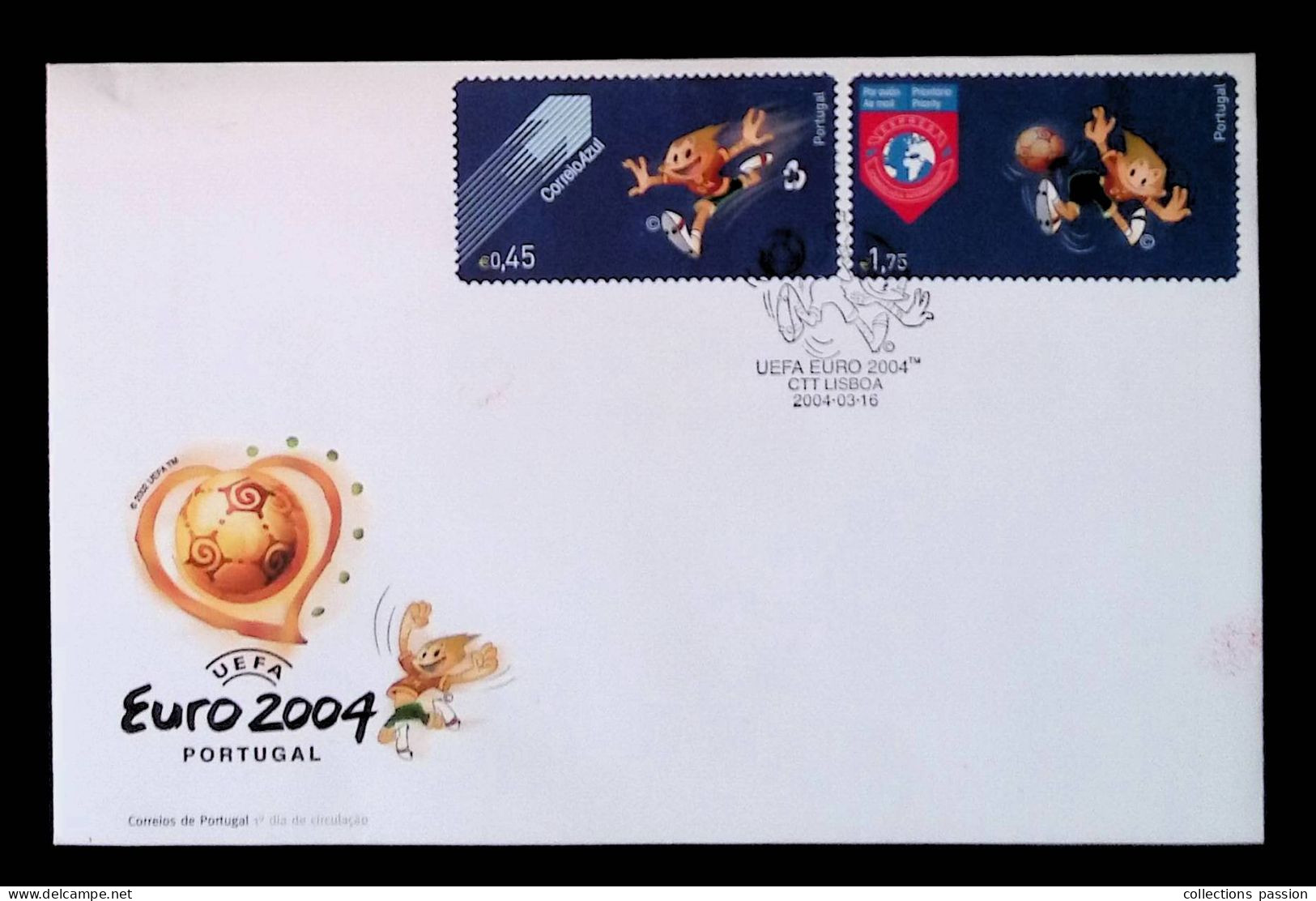 CL, Lettre, Enveloppe, Portugal, Ctt Lisboa, 2004.03.16, Football, UEFA EURO 2004, Frais Fr 1.85 E - Marcophilie