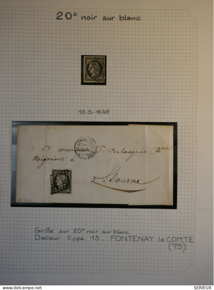 DO17 FRANCE ETUDE PAGE  LETTRE RARE 18 5 1849  PETIT BUREAU  FONTENAY LE COMTE  A LIBOURNE +CERES N°3 X2  +++ - 1849-1876: Klassik