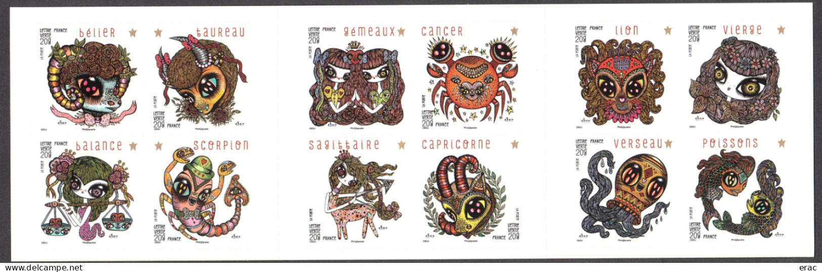 France - 2014 - Carnet Autoadhésif BC941 - Neuf ** - Féérie Astrologique - Animaux Du Zodiaque Stylisés - Carnets