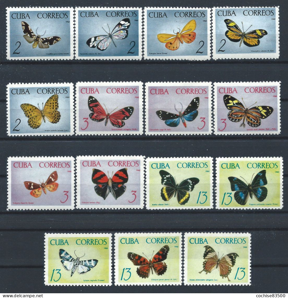 Cuba N°881/95** (MNH) 1965 - Insectes "Papillons" - Unused Stamps