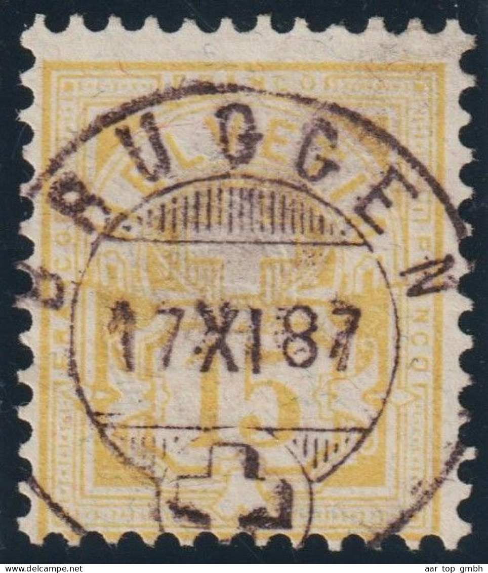 Heimat SG Bruggen 1887-11-17 Vollstempel Auf Wertziffer 15 Rp. Gelb SBK#63A - Oblitérés