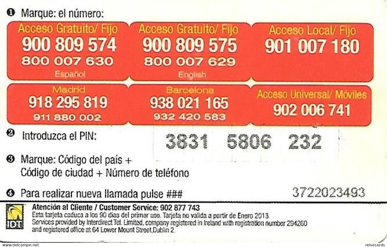 Spain: Prepaid IDT - SuperCall 01.13 - Altri & Non Classificati