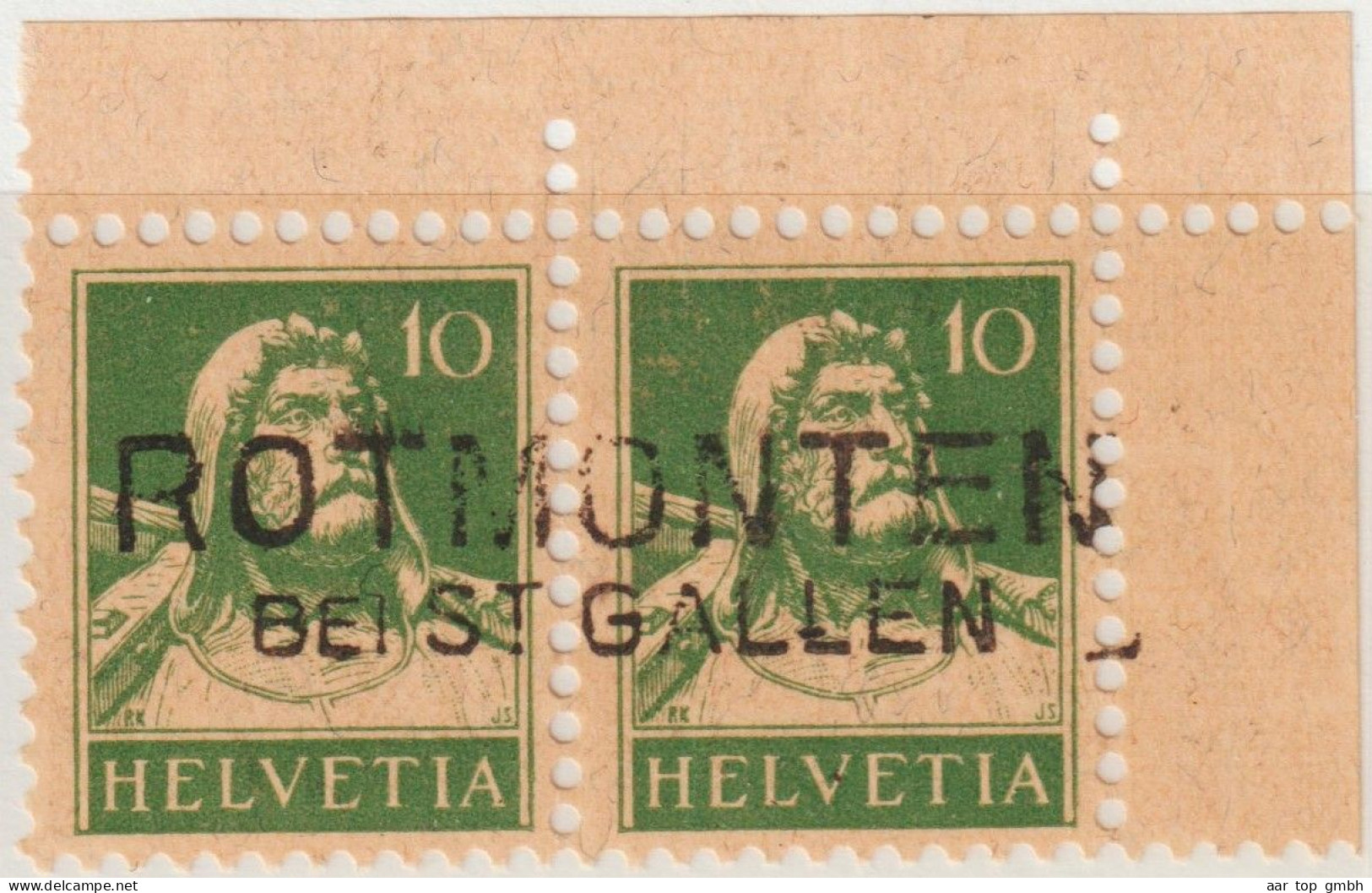 Heimat SG Rotmonten Bei St.Gallem Langstempel Auf Paar 10 Rp. Tellbrust - Used Stamps