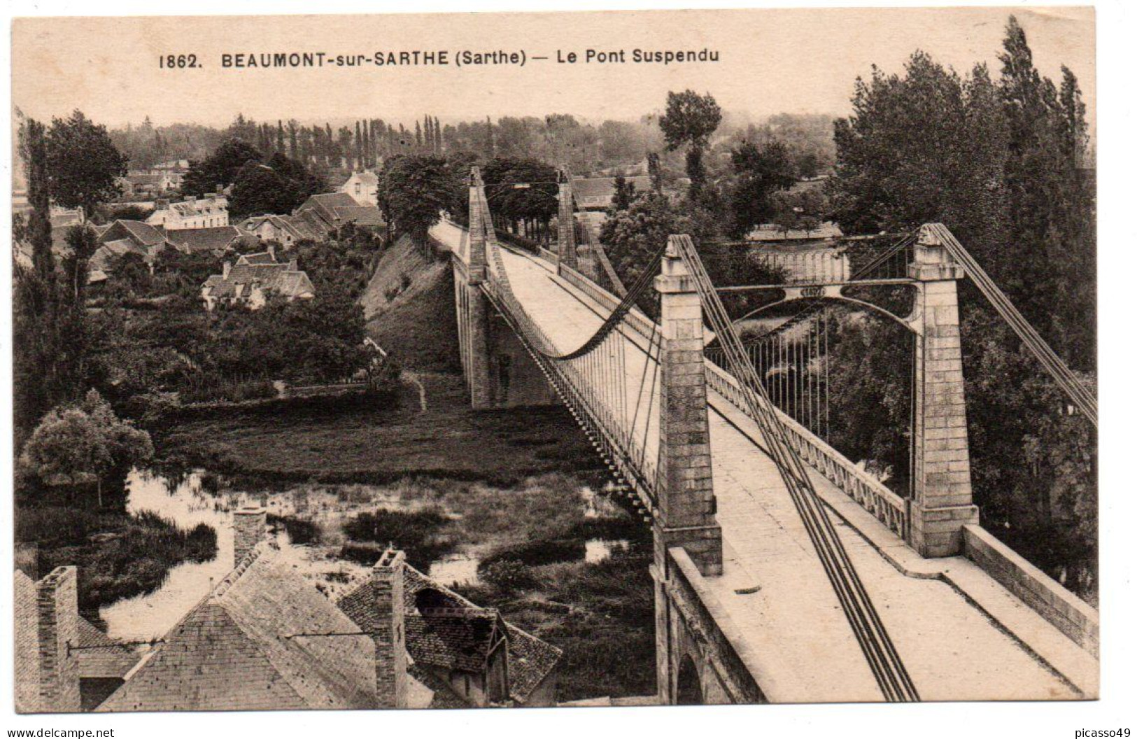 Sarthe , Beaumont Sur Sarthe , Le Pont Suspendu - Beaumont Sur Sarthe