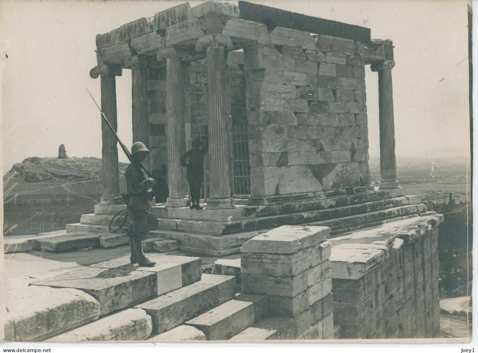 Temple De La Victoire à Athènes Avec Militaire De L'armée De L'Orient Autour De 1917,format 13/18 - War, Military