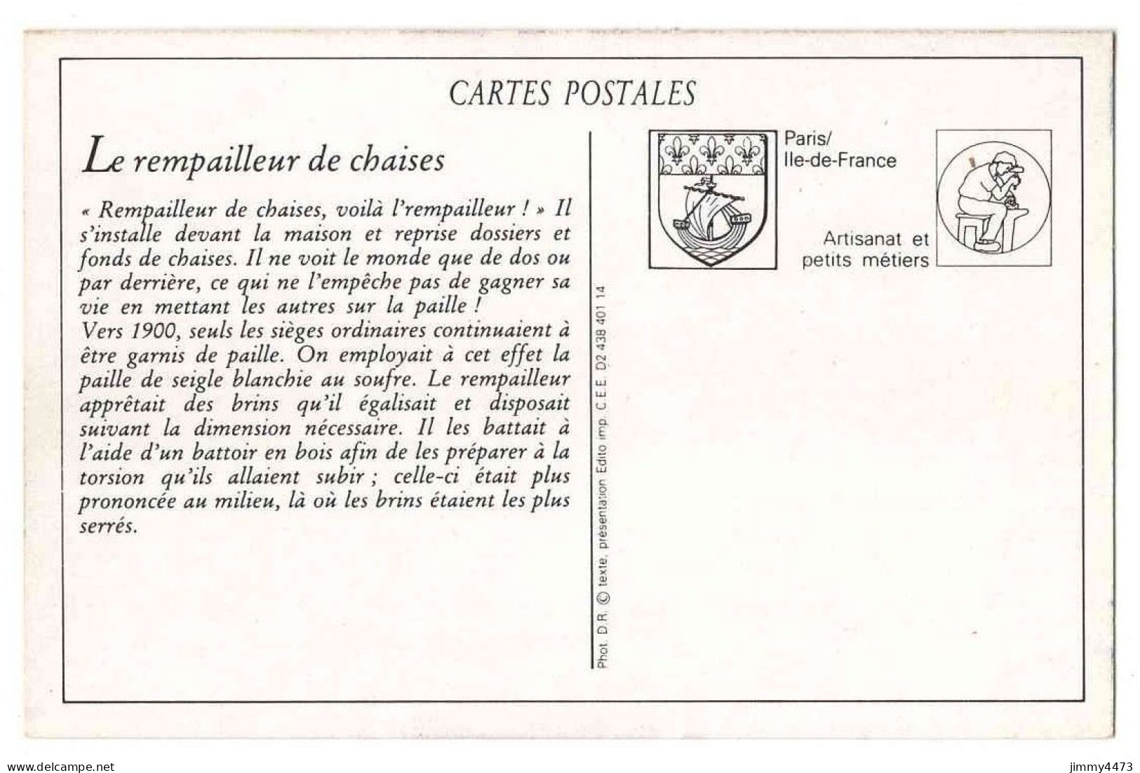 CPA (Repro) - Le Rempailleur De Chaises ( Rue Bien Animée ) Texte Au Dos - Fliegende Händler