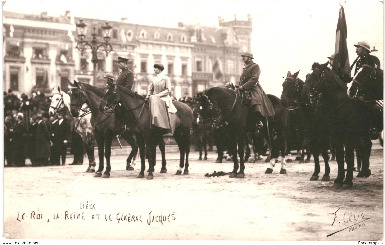 CPA Carte Postale Belgique Liège Le Roi,la Reine Et Le Général Jacques 1918 VM80815 - Familles Royales