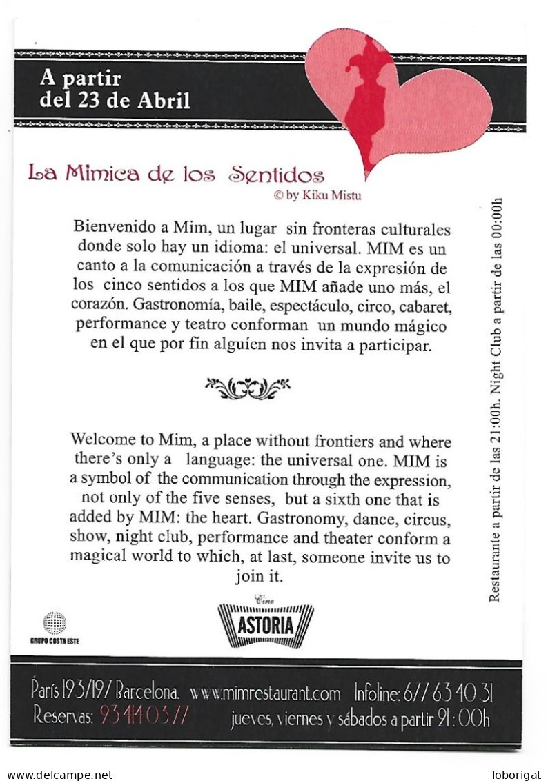 " LA MIMICA DE LOS SENTIDOS ".- PERFOMANCE RESTAURANT.-  BARCELONA.- ( CATALUNYA ) - Theatre