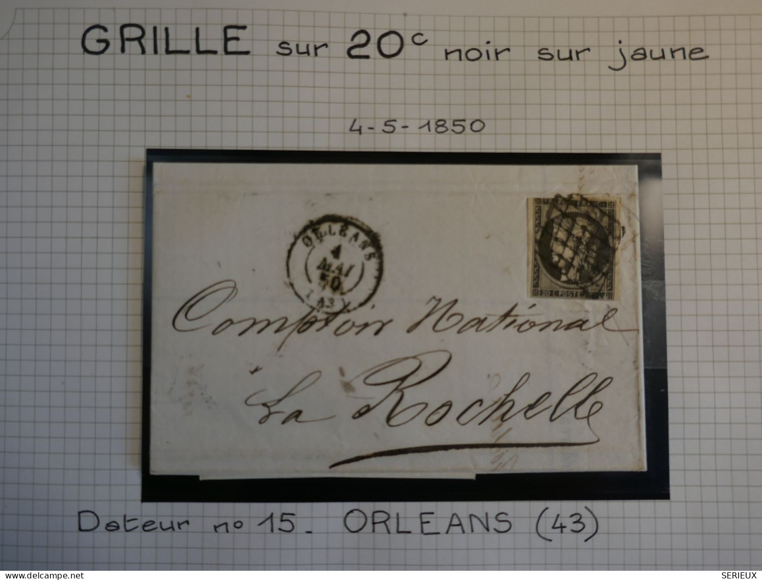 DO17 FRANCE  LETTRE  4 5 1850   ORLEANS A LA ROCHELLE  +CERES N°3   +++ - 1849-1876: Période Classique