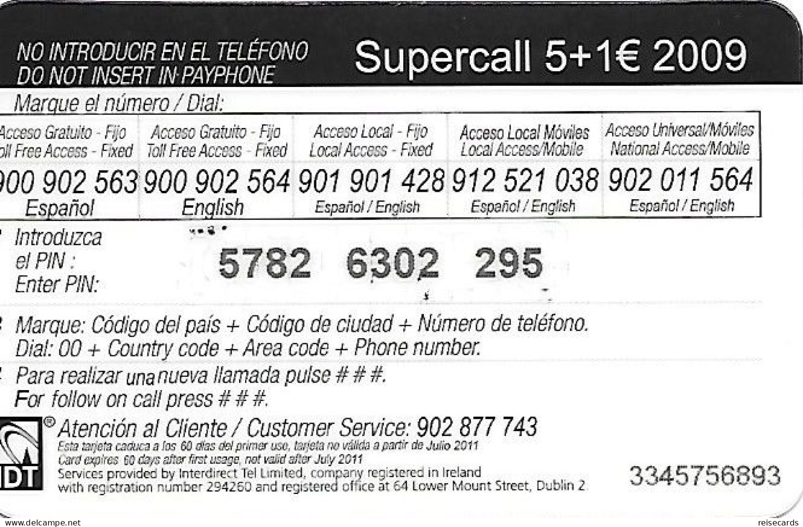Spain: Prepaid IDT - SuperCall 07.11 - Autres & Non Classés