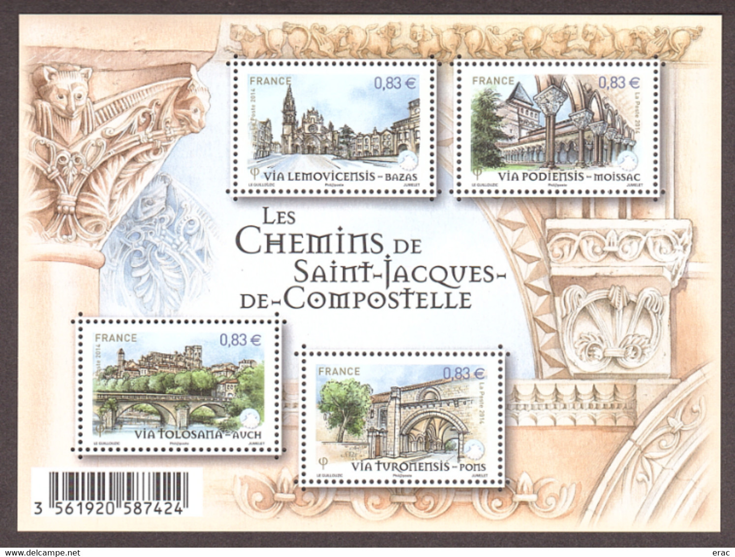 France - 2014 - Feuillet F4838 - Neuf ** - Les Chemins De Saint-Jacques-de-Compostelle - Neufs