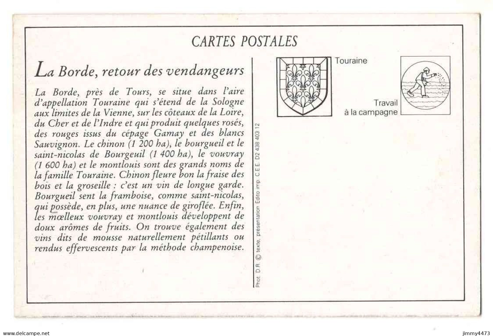 CPA (Repro) - LES VINS DE TOURAINE - La Borde ( Joué-lez-Tours ) Retour Des Vendangeurs - Texte Au Dos - Artisanat