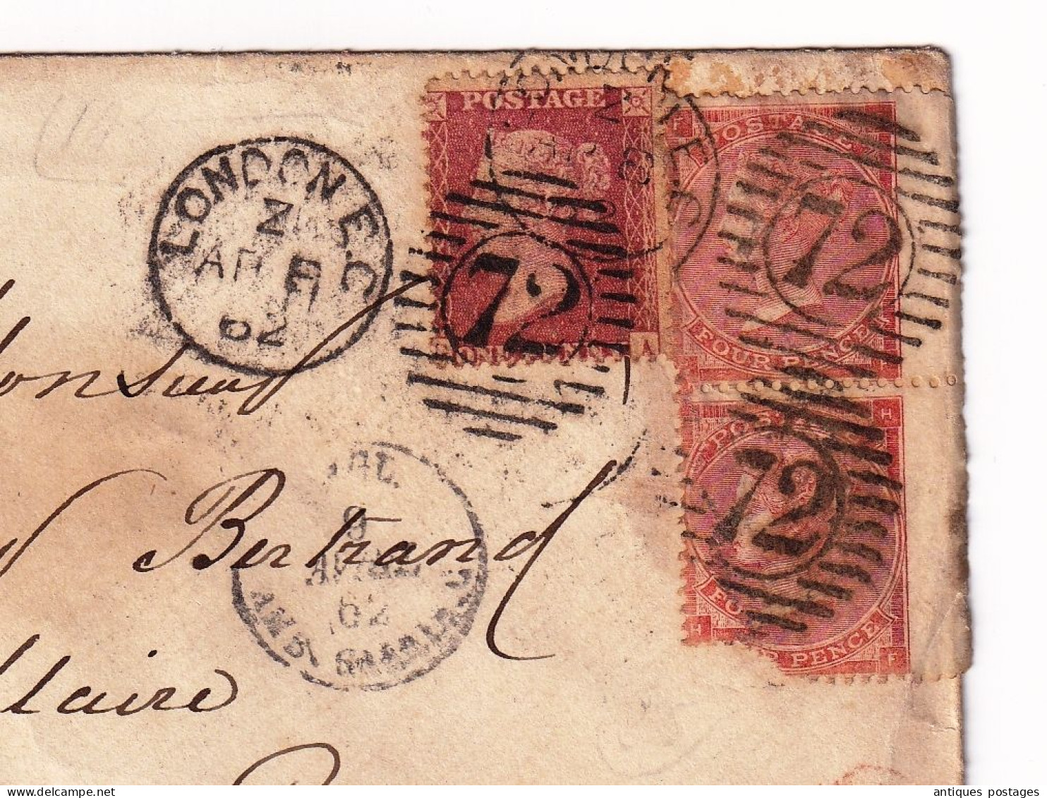 Great Britain 1862 London Bertrand Maire De Caen Calvados England Stamp Queen Victoria - Covers & Documents