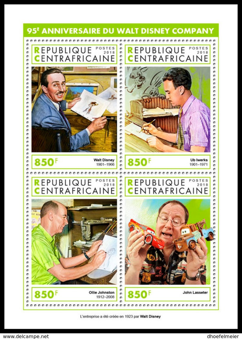 CENTRAL AFRICA 2018 MNH 95 Years Walt Disney Company M/S - OFFICIAL ISSUE - DH1905 - Stripsverhalen